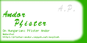 andor pfister business card